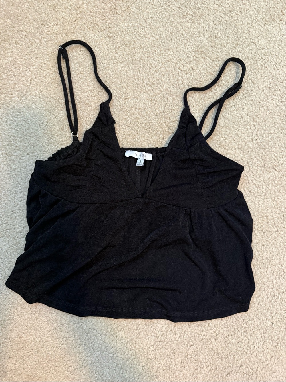Love Black V-Neck Spaghetti Strap Crop Camisole